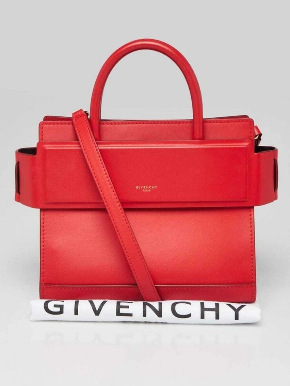 Givenchy Red Smooth Calfskin Leather Mini Horizon Tote Bag - Picture 11 of 11